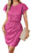 GRACE KARIN Abito Tubino da Donna Abito con Paillettes Glitterate Abiti da Festa con Volant Rosa L