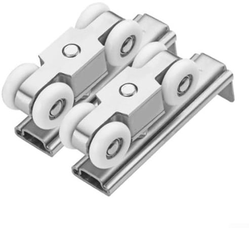 Hängerad aus Edelstahl mit 4 Rädern, dickes Edelstahl-Hängerad für Schiebetürschiene, Holztür, Küche, kann 80 kg tragen.