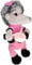 Peluche Unique en forme de Hérisson, rose et grise, en tissu doux avec accessoires sac-à-main et bandeau.