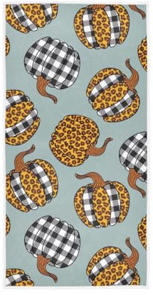 GAIREG Leopard Plaid Kürbis Bauernhaus Handtücher Weiche Waschlappen Spa Handtücher 38,1 x 76,2 cm
