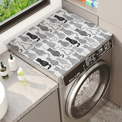 Xisnuient Tapete para Lavadora Absorbente Antideslizante Gato Animal Print Cover Mat para Lavadora Secadora Cubierta Superior Alfombra para Refrigerador Microondas Cocina Pet Carpet (Color 2,50x60cm)