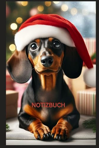 Dackel - Weihnachten Notizbuch, Das perfekte Geschenk für Teckel Liebhaber & Hunde Fans, Buch mit Hundemotiv Liniert, DIN A5: Tagebuch, Journal, ... Softcover, schönes Motiv,130 S.Deko,Dachshund