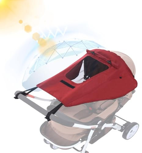 Furforstk sombrilla carro bebe universal con protección UV 50+ parasol carro bebe impermeable parasol carrito bebe universal con mirilla y alas de sombra, capota universal silla paseo (Rojo)