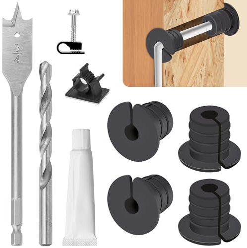Starlink Cable Routing Kit Starlink Cable Installation Kit Starlink Mounting Accessories 4 Slicone Wall Grommets 1 Spade Drill Bit, 5/16 Drill Bit, 40 Wall Wire Clips (Black)