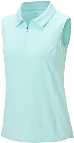 Rdruko Poloshirt Ärmellos Damen Golf Shirt Tennis Top Polohemd Sportshirt | Atmungsaktiv Polo Golfshirt Tennisshirt Tanktop Ohne Ärmel mit 1/4 Reißverschluss Schnelltrocknend Sport Oberteil