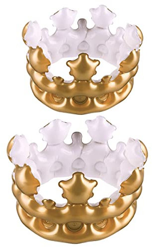 ibasenice 2 Stück Pvc Aufblasspielzeug Aufblasbare Goldkrone Verkleidungskrone Partykronen Neon Kleine Königs Und Königinkrone Aufblasbare Boombox Aufblasbare Kopfbedeckung Spielzeugkrone