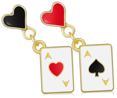 COLLBATH Elegante Ohrhänger in Herzform Für Damen Einzigartiges Spielkarten-ohrring-set Modisches Accessoire