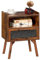 LELELINKY Nachttisch Rattan, Kleiner Beistelltisch Holz mit Schublade und Offenem Regal, Nachttische hat Tischbeine aus Massivholz für Wohnzimmer Sofatisch, Schlafzimmer Nachtkommode, Vintage Braun