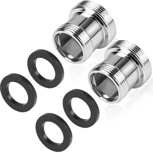 CONJURAIDE 2 Stück Wasserhahn Adapter M18 auf M22, Außengewinde Wasserfilter Wasseranschluss Schlauch Adapter Aufsatz mit 4 Gummidichtung Wasserhahnadapter für Wassersparzierung Wasserhahn