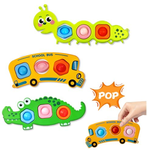 Felly Sensorisches Spielzeug für Kleinkind, 3 Stück Push und Pop Fidget Spielzeug für Babys ab 12 Monaten Montessori Motorikspielzeug ab 1 Jahr Reisespielzeug Geschenk für Jungen Mädchen Kleinkinder