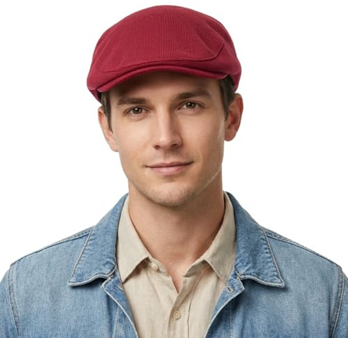 HIQIU Schiebermütze Herren Frühling und Herbst Strick Schirmmütze Solide Flatcap Herren Newsboy Efeu Hut Casual Barett Cap