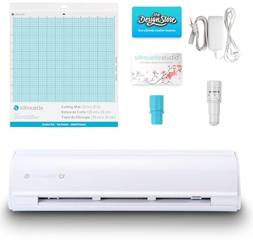 Silhouette CAMEO5α (Alpha) Smart Cutting Machine - Includes Studio Software, AutoBlade, Sketch Pens Adapter, Cutting Mat, 100 Designs, with ES Mat Compatibility (Classic White)