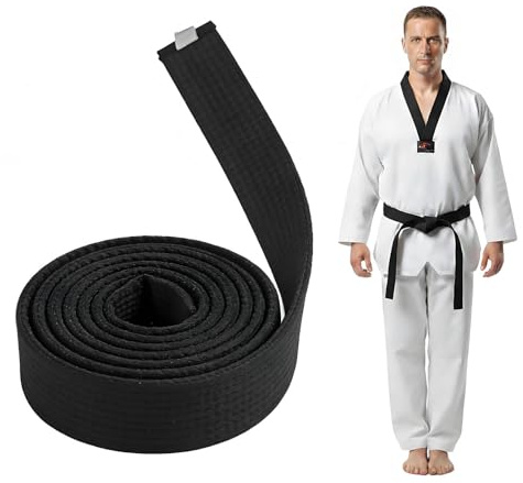 JIUCHAOTONG 280cm Taekwondo Ranking Belt, Double Wrap Black Belts, Black Karate Belts, Martial Arts Belt, for Coach Teaching Practice, Kids Adults Trainning Competition