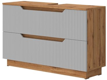 Vicco Waschbeckenunterschrank Lotta, Grau, 99.4 x 62.5 cm mit 2 Schubladen, zur Aufbewahrung von Badutensilien unter dem Waschbecken