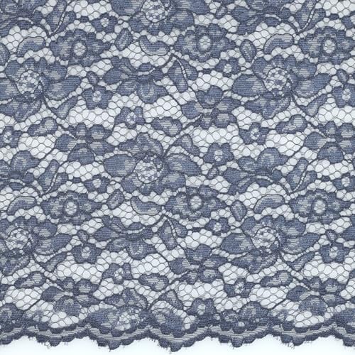 MAGAM-Stoffe Carmen Spitzenstoff Blumen-Spitze Bekleidung Deko Meterware 50cm (Jeans-Blau)