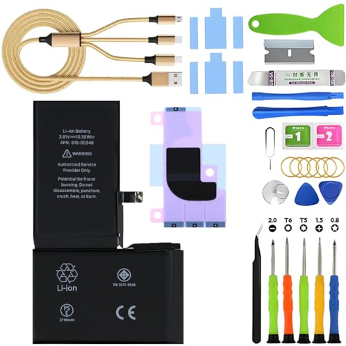 H&LYCYJ Batteria per iPhone X | 2716mAh Portare kit di strumenti，Sostituire la batteria，Polimero al litio，per modelli:A1865 A1901 A1902 A1903