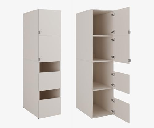 PLATAN ROOM Hochschrank Badschrank Beatrice 187 x 45 x 65 cm Wäscheschrank Badregal Schrank für das Badezimmer (Kaschmir, 45 cm breit)