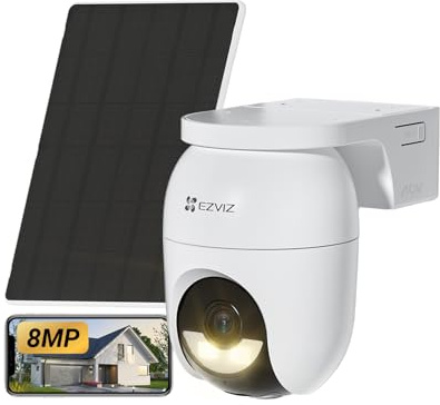 EZVIZ 4K(8MP) Camera Surveillance WiFi Exterieure sans Fil CB8 Lite Kit | Mode AOV (Enregistrement 24h/24),Détection de Personnes/Véhicules,Vision Nocturne Couleur,Défense Active,Panneau Solaire 5W