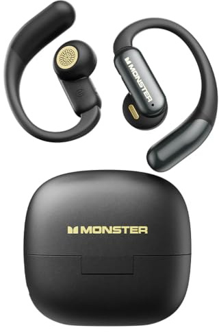 Monster MS-AC317 Auriculares Inalámbricos de Oído Abierto, Bluetooth 5.4, con Reducción de Ruido con IA, 24 Horas de Reproducción, Carga Rápida USB-C, Control Táctil