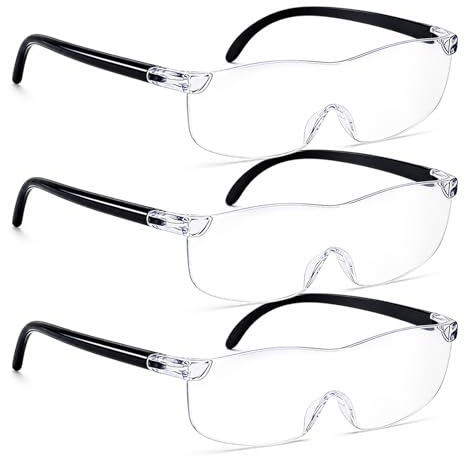 Lupenbrille,3 Stück Lupenbrille Für Brillenträger, Vergrößerungsbrille 500%,1000%, 1600%, Brillenlupe Anti-Blaulicht, Senioren Magnifying Glasses, Lesehilfe Für Naharbeit Lesen Nähen