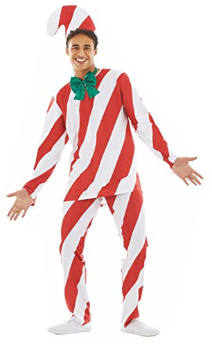 Fun Shack Mens Candy Cane Costume Adults Novelty Christmas Festive Outfit, X-Large