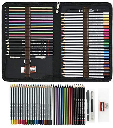 ZZONEART Lápices de Colores para Dibujo Profesional,Set Dibujo Artistico - 48 Colores únicos para Libro de Colorear para Adultos - Regalo Ideal para Artistas, Adultos y Niño