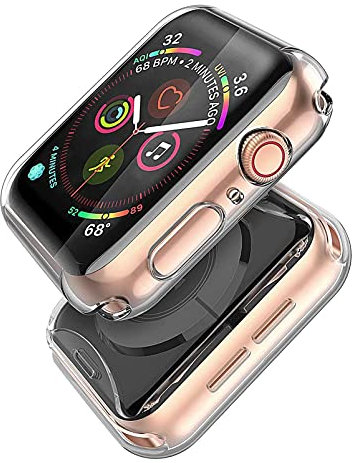 Misxi 2-Stück für Apple Watch Series SE 2 (2024) / SE/Series 6 / Serie 5 / Series 4 Hülle Mit Displayschutz 40mm, Rundum Schutzhülle HD Ultradünne Schutz Case für iWatch, 2 Transparente