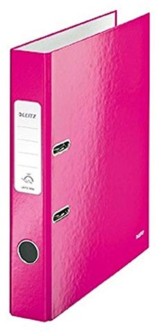 Leitz Qualitäts-Ordner 180°, A4, schmal, 5,2 cm Rückenbreite, laminierte Graupappe, Pink, WOW Serie, 10060023