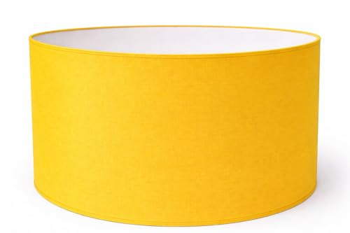 Zylinder Lampenschirm Baumwolle Stoff handgefertigt für Deckenleuchte, Tischleuchte, Stehlampe (Ocker, 50 cm Durchmesser 25 cm Höhe)