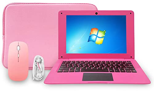 iSTYLE 10.1'' Ordinateur Portable, PC Portable,Laptop,Notebook - RAM 2 Go, 32Go eMMc, USB 3.0 HDMI, avec Souris, Sac d'ordinateur Portable,Tapis de Souris, Écouteurs,Clavier Anglais(Rose)
