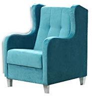 MOEBLO Sessel gepolstert - Polsterstuhl für Esszimmer & Wohnzimmer - Lounge Sessel mit Armlehnen - Armlehnensessel Fernsehsessel Polstersessel Federkern - mit Design Füßen - Henry (Blau)