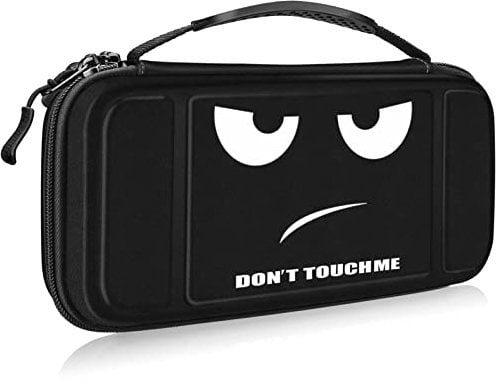 FINTIE Etui pour Nintendo Switch / Switch Modèle OLED - Sacoche Rangement Zippée Anti-Choc Housse de Transport en EVA, Sacoche Voyage Console avec 10 Emplacements Cartes de Jeu, Don't Touch