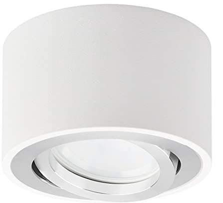 KYOTECH LED Aufputz Deckenleuchte Flach 230V Schwenkbar Ø80x50mm Downlight inkl. 5W LED Modul Aufbauspot Warmweiß 3000K 400LM LED Aufputz Spotleuchte Rund Weiß