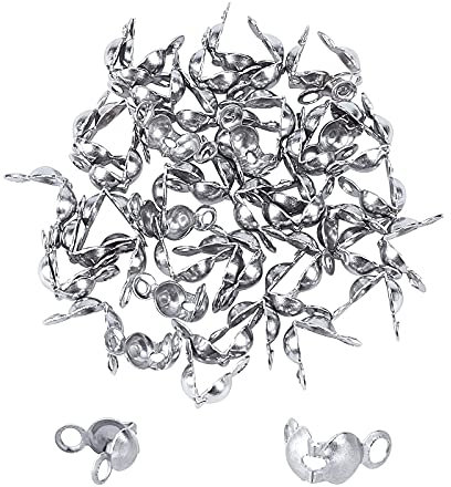 UNICRAFTALE 500St 304 Edelstahl Perlenspitzen 8x4mm Endkappen Clamshell Knotenabdeckung Kordelende 1.2 mm Loch Perlenspitzen Für DIY Armbänder Halsketten Schmuckherstellung