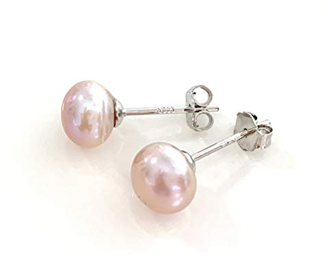 ONDEGO® 925 Silber Ohrringe mit echter Süßwasserperle Lavendel-Rosé – Perlen Ohrstecker – Brautschmuck & Geschenk für Frauen – inkl. Geschenkbox
