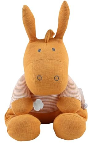 Noukie's - Schmusetuch für Kinder - Mittelgroßes Plüschtier Paco in Ocker - Schmusetuch aus Bio-Baumwolle - Kindgerechte Größe (40 cm)