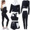 Inmarces 5 Stück Sport Set Damen Sportbekleidung Yoga Set Trainingsanzug Jogging Gym Pilates Sport Outfit Damen Set(BK01,L)