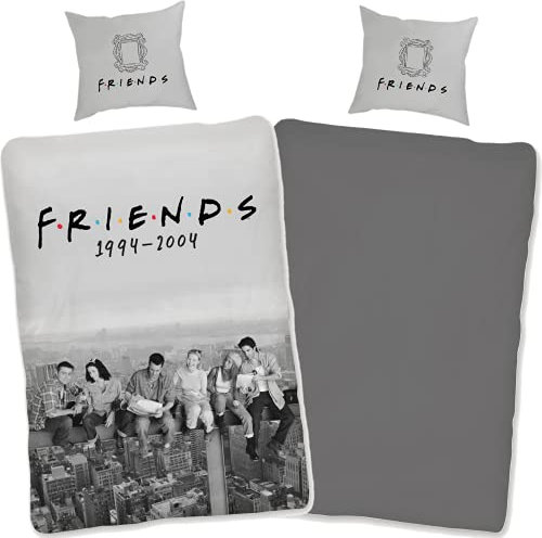 SkyBrands Friends Bettwäsche 135x200 cm 80x80 Kissenbezug Central Perk Baumwolle Fanartikel Friends Merchandise Bettbezug Ökö Tex Deutsche Größe