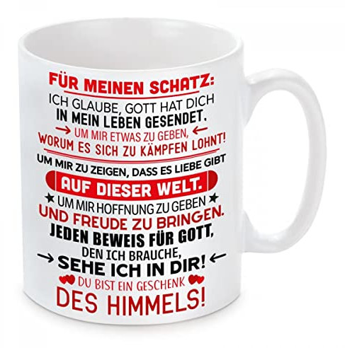 Herzbotschaft Tasse mit Motiv - Für Meinen Schatz, Geschenk des Himmels