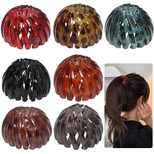 Lot de 7 pinces à cheveux en forme de nid d'oiseau pour queue de cheval - Accessoires pour chignon - Pour femmes et filles (couleur 2)