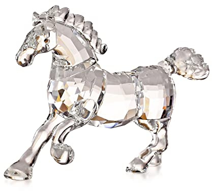 Kristallfigur mit laufendem Pferd, Tierkreiszeichen, Tischdekoration, Sammlerstück, Heimdekoration, Geburtstagsgeschenke (weiß)
