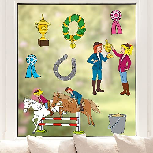 Pixblick Fenstersticker - Bibi und Tina beim Reitturnier I Made in Germany I Wiederverwendbar