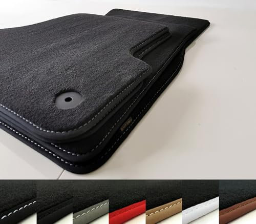 Velours Fussmatten passend für Audi Q7 4L 2005-2015 Profi Mats Premium Qualität (Umrandungsfarbe Schwarz Naht Schwarz)