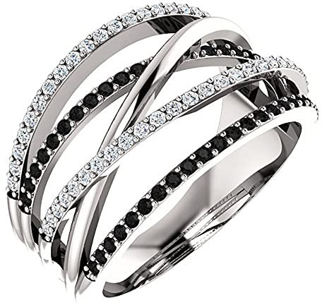 PAIHUIART Ring Ringe Damen Bijouterie Frauen Schmuck Vintage Multi-Layer Twist Ethnic Style Fingerringe Schwarz Weiß Stein Ring Hochzeit Schmuck Geschenk Für Frauen 8 Blackzircon