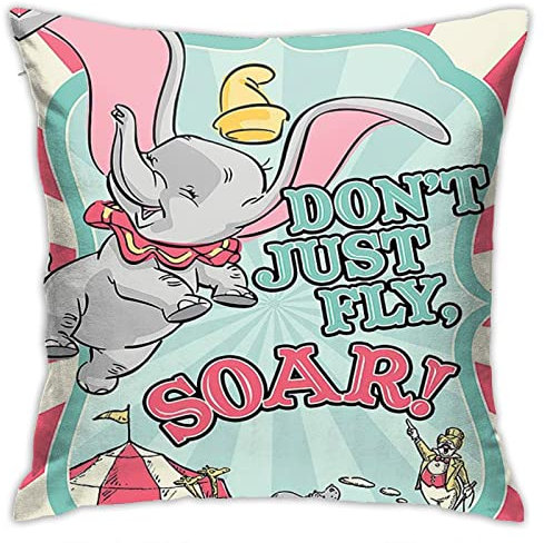 Kissenbezug für Dumbo Wurfkissenbezug Anime 18 x 18 Zoll Kissenbezug Home Decor Quadratisch Baumwolle Leinen Kissenbezug Kissenbezug