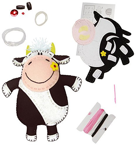 alles-meine.de GmbH Bastelset - Filz Plüschtier - süße Kuh - zum Sticken, einfaches Nähen per Hand - Komplettset filzen - Filztier - Creativ - Filzset zum Basteln/Handarbei..