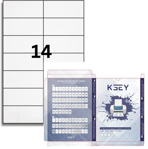 Etiketten selbstklebend, 100 Blatt, weiß, bedruckbar, Universal Klebeetiketten, DIN A4 (105x42mm)