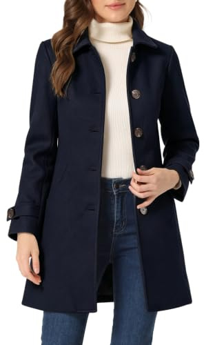 Allegra K Women's Winter Outerwear Overcoat Peter Pan Collar Mid-thigh A-line Single Breasted Pea Coat