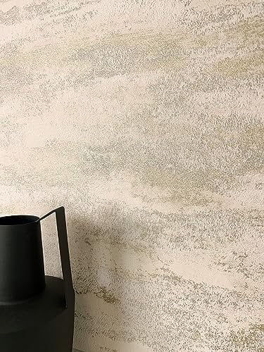 Newroom Tapete Beige Vliestapete Putzoptik - Putzoptik Modern Creme Beton Zement Betonoptik Industrial Betonwand Industrial inkl. Tapezier-Ratgeber