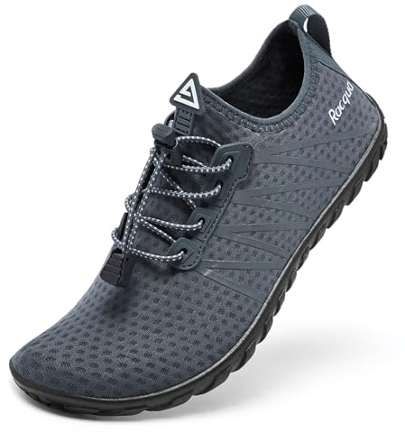 Racqua Women Men Water Shoes Barefoot Sport Beach Swim Shoes, Hd137-grey, 14.5 Women/13.5 Men